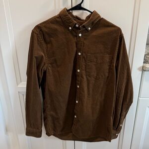H&M brown corduroy button up shirt